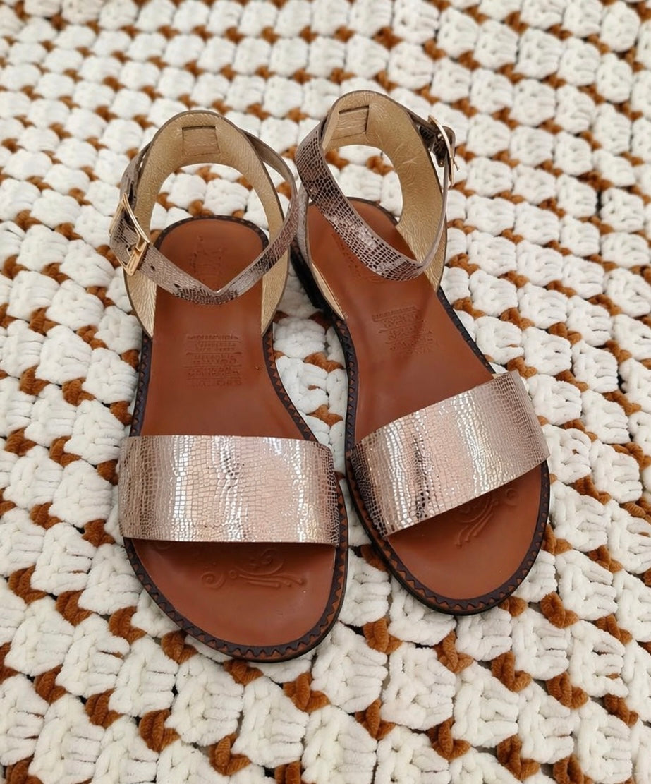Sandalias Bianca de cuero capuchino vista superior